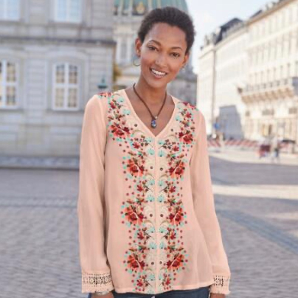 Sundance‎ Embroidery Shirt in Pale Pink